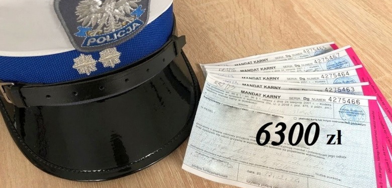 6300 zł mandatu otrzymał rowerzysta z Pisza
