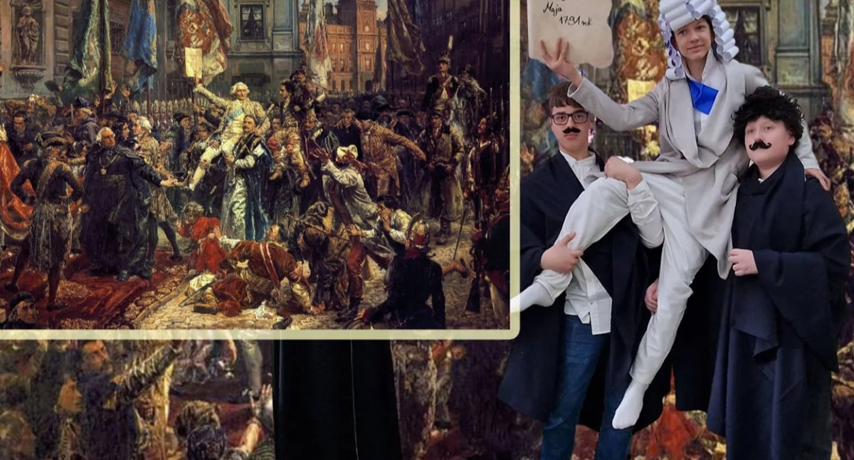 Edukacja, Klasyka nowym wydaniu Uczniowie Piszu „wchodzą” obraz Matejki - zdjęcie, fotografia